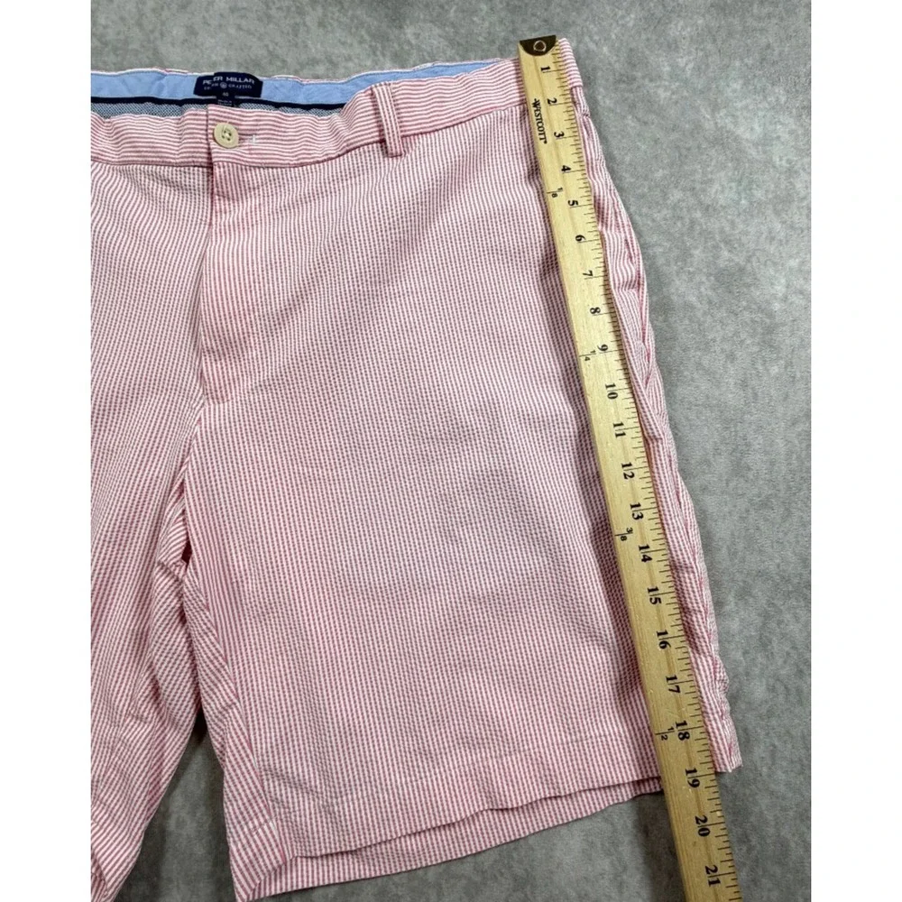 Peter Millar Mens 40 Crown Crafted Matlock Seersucker Shorts Pink Stripe Golf
